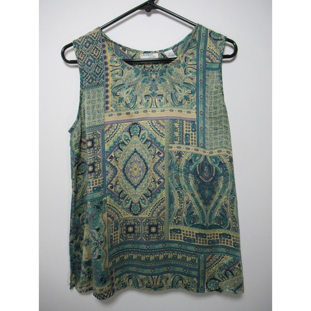 Draper's Studio 100% Silk Paisley Camisole Size 10 Y2K